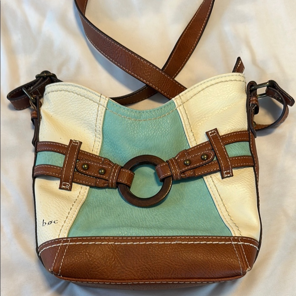 BOC Women's Cream, Brown, and Blue Crossbody Bag